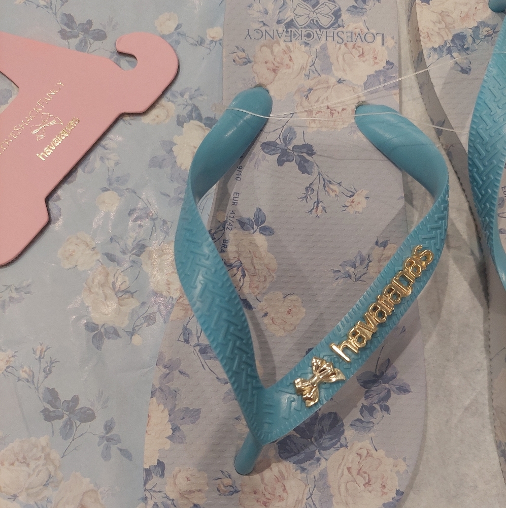LoveShackFancy x havaianas Women's Whisper Blue Top Flip Flops - Picture 7 of 12